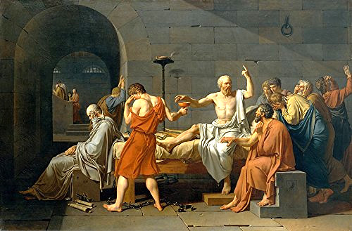 Der Tod des Sokrates ... Sokrates nimmt den Schierlingsbecher entgegen