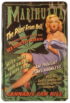 Nostalgisches Blechschild Marihuana The plant from hell Cannabis can kill!